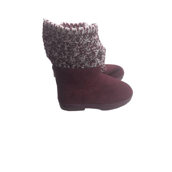 NWT Kensie Booties wine colored suede feel knit top snow boots - size 6 - Picture 6 of 9